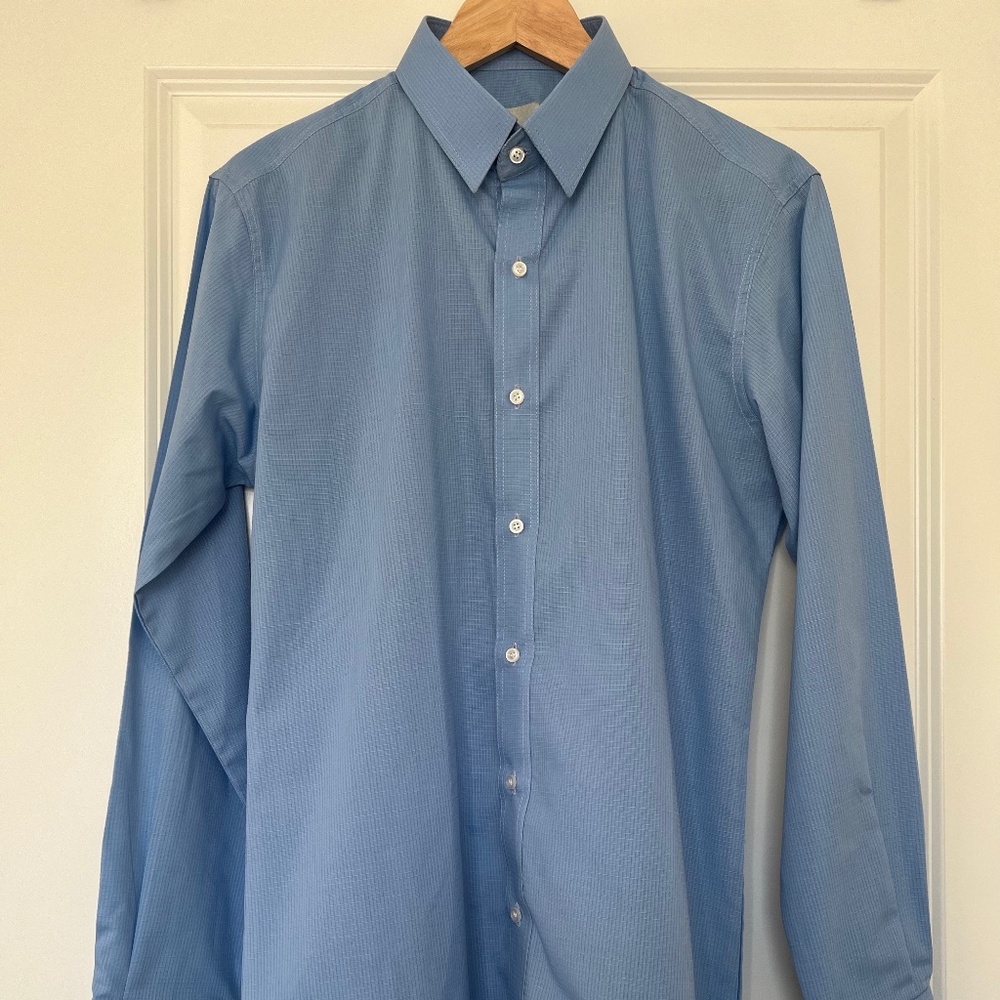 Men's Custom Tailored Slim Fit Dress Shirt Baby Blue Neck - 16.5"